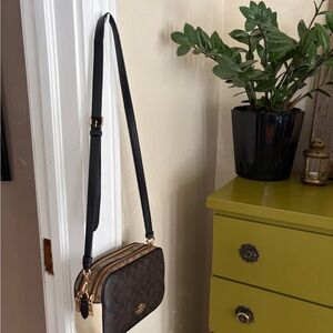 Coach Elegant Brown and Tan Crossbody Bag